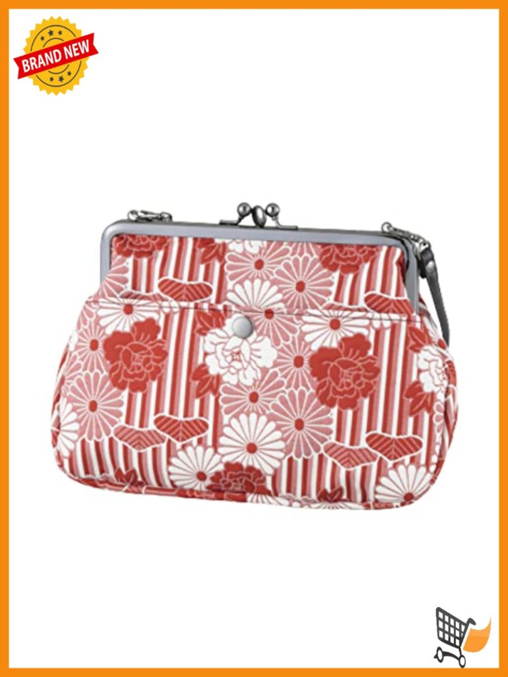 Vintage Kiss Lock Evening Clutch Bag Retro Floral Shoulder Purse Japan